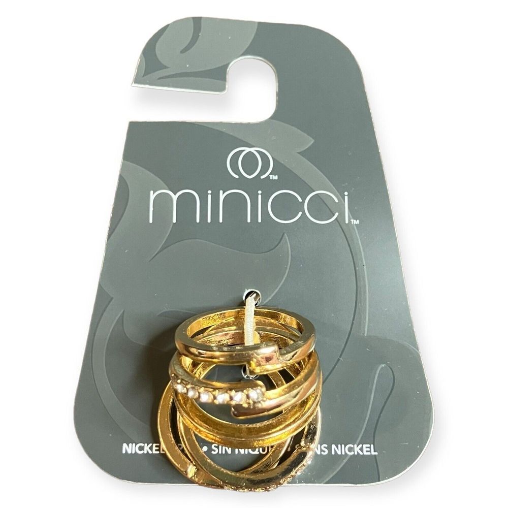 Gennaro Minicci Jewelry 4 Gold Tone Rhinestone‎ Assorted Rings - US Size 8.5